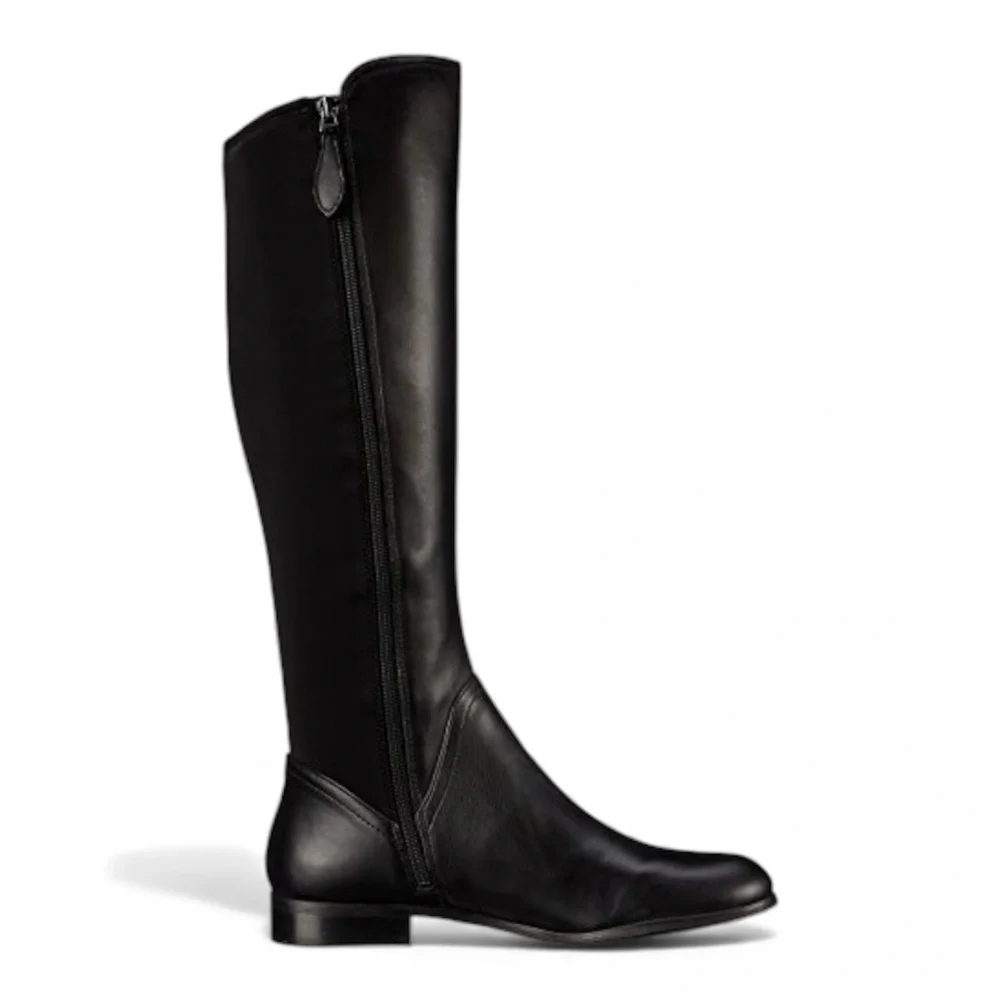 NIB Franco Sarto Women's L-Maleni Black Leather and Fabric Stretch Boot -Size 7M